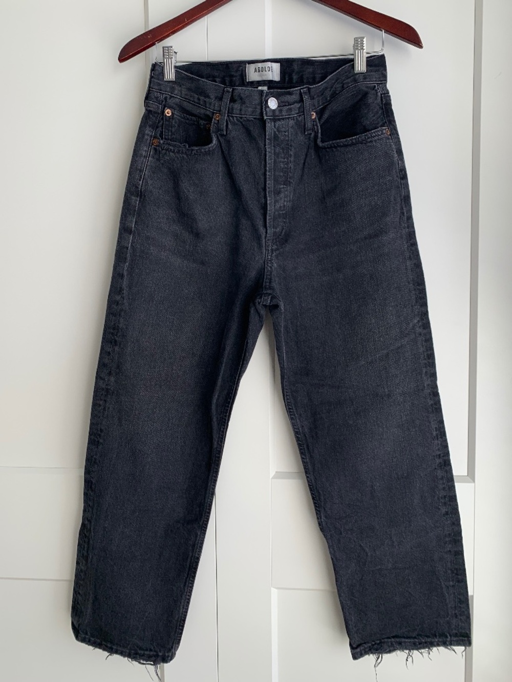 AGOLDE Jeans 90s Cropped Straight Leg Dark Gray Women's size 27 with 26" inseam - Picture 4 of 15